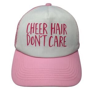Cheer Hair Don't Care Snapback Trucker Cap Pink One Size Adjustable Mesh Back